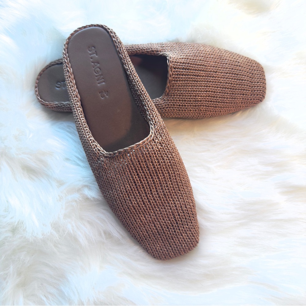 St. Agni Tan Woven Mules - Picture 5 of 6